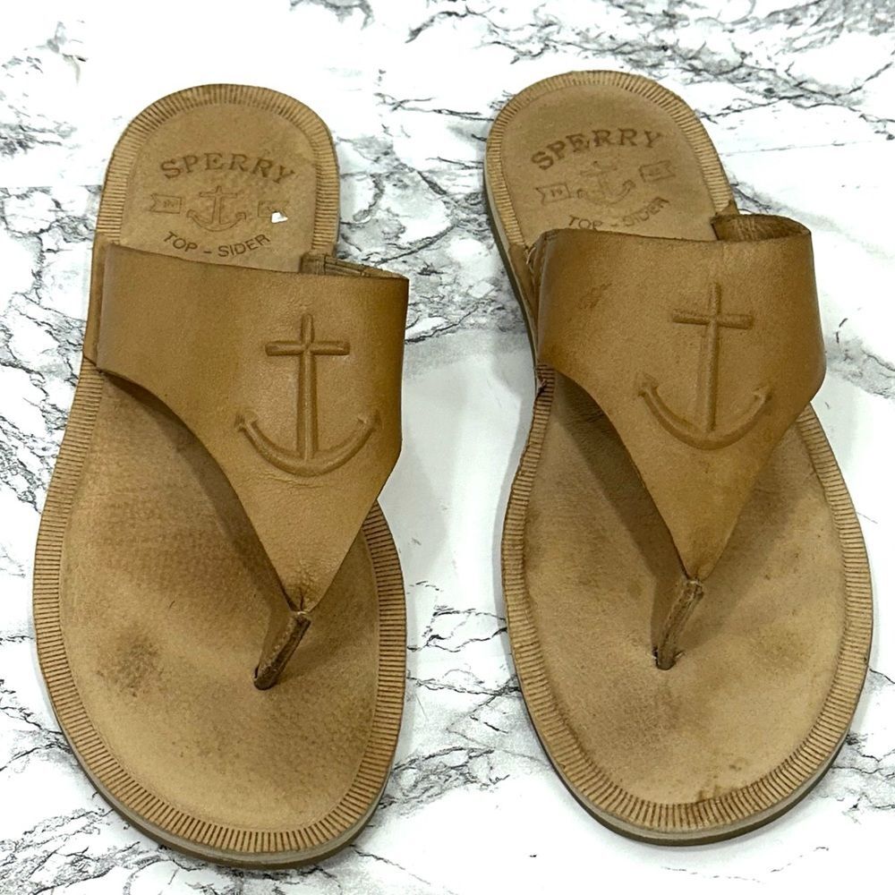 Sperry Leather Thong Sandals - Seaport in Medium Beige - Picture 5 of 8